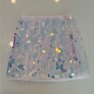 SHEIN Iridescent Sequin Mini Skirt - Pale Pink